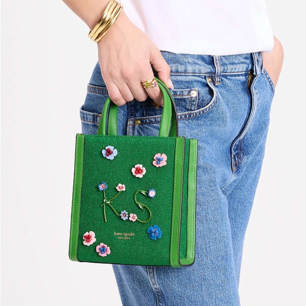 kate spade NWT! Manhattan Floral Appliqué Chenille Mini Tote - Picture 7 of 13